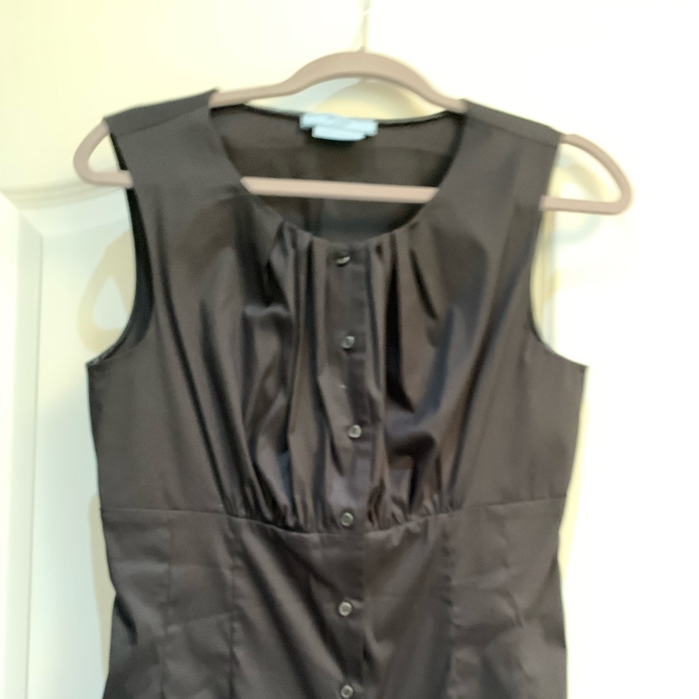 Prada Black Sleeveless Button-Front Satin Top
